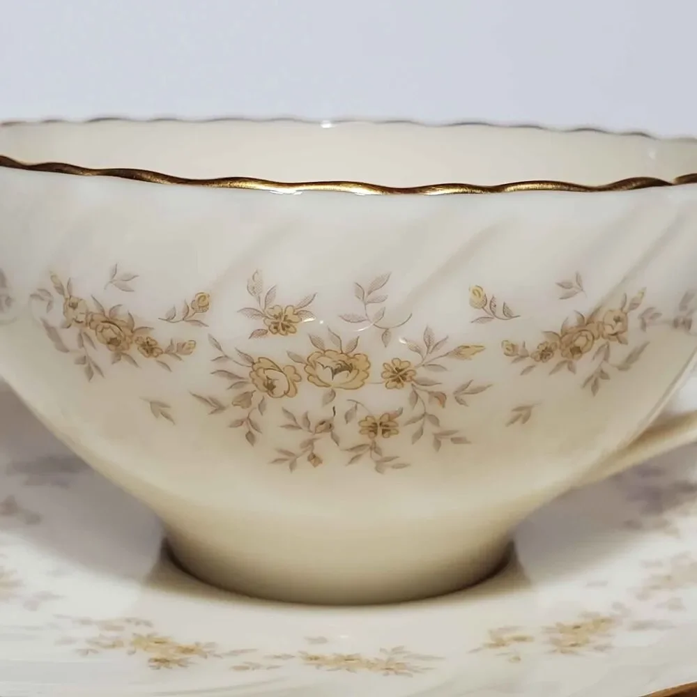 Lenox Teacup and Saucer Gaylord Yellow Flowers Vintage